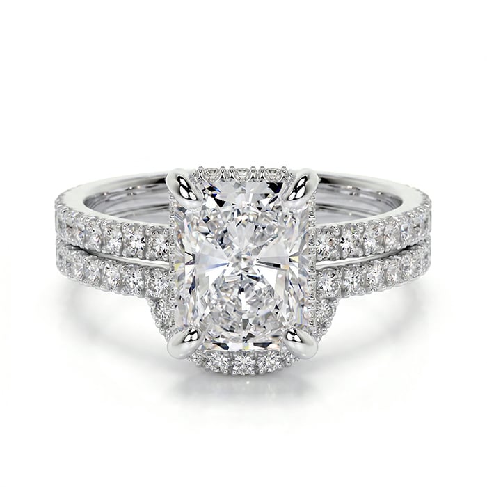 Special order 2.50 carat lab grown diamond bridal set including 1.50 carat radiant center