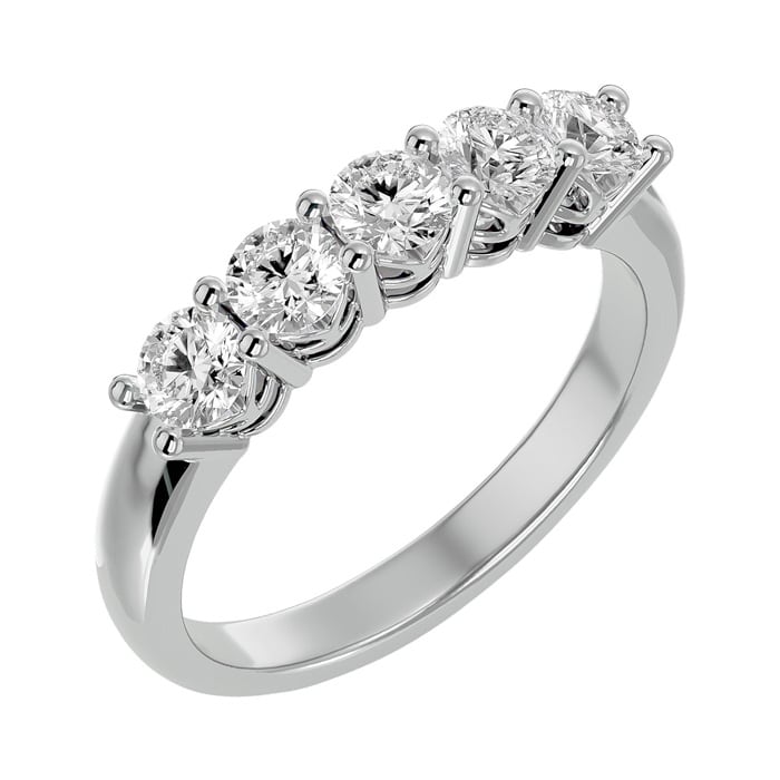 1 Carat Five Lab Grown Diamond Anniversary Band In Sterling Silver. Very Popular Diamond Band In Solid In Sterling Silver!