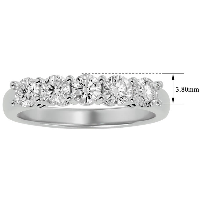 1 Carat Five Lab Grown Diamond Anniversary Band In Sterling Silver. Very Popular Diamond Band In Solid In Sterling Silver!