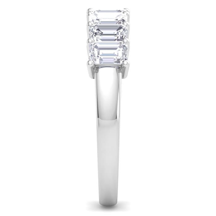 1 Carat Emerald Cut 7 Lab Grown Diamond Anniversary Ring In Sterling Silver