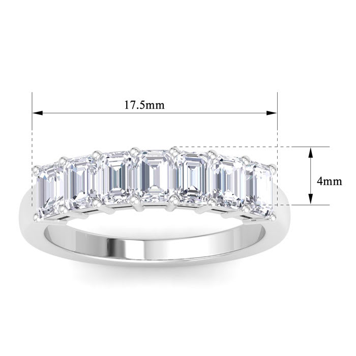 1 Carat Emerald Cut 7 Lab Grown Diamond Anniversary Ring In Sterling Silver