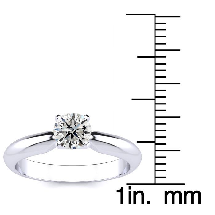 Estate Jewelry 1/2 Carat Natural Diamond Round Engagement Rings In 14 Karat White Gold, Size 7.5