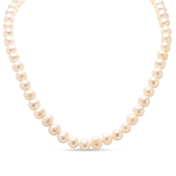 Estate Jewelry Baroque Pearl Strand Necklace With White Lobster Clasp, 18 Inches