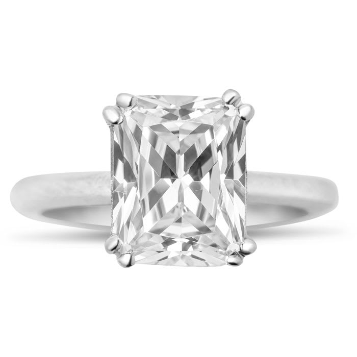 Estate Jewelry 2-1/2 Carat Cushion Shape Zirconia Ring In Sterling Silver, Size 4
