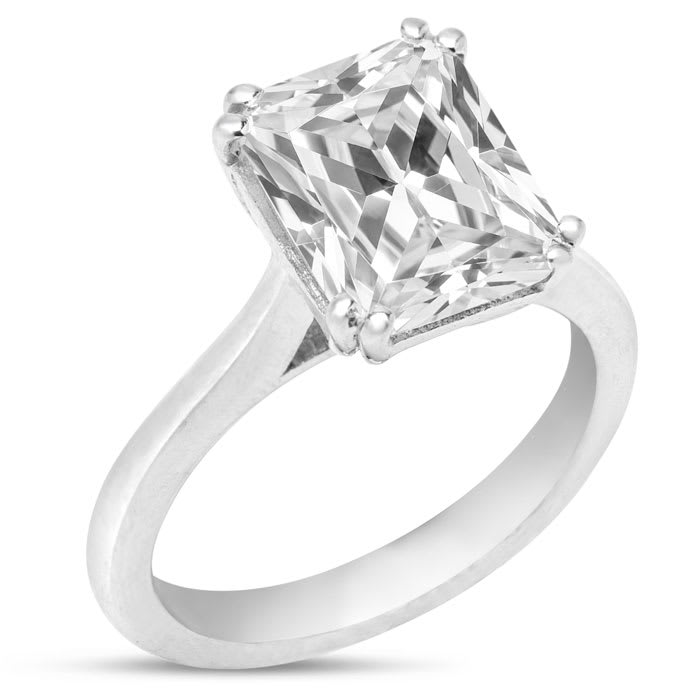 Estate Jewelry 2-1/2 Carat Cushion Shape Zirconia Ring In Sterling Silver, Size 4