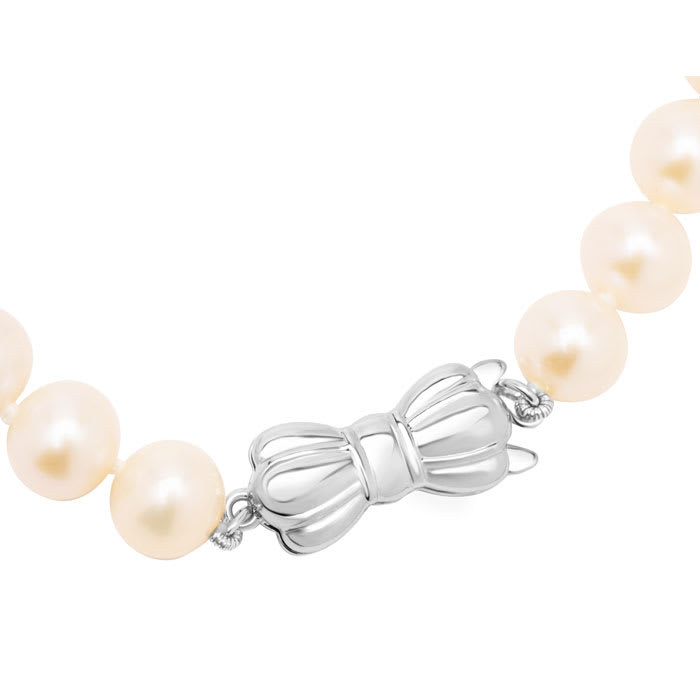 Estate Jewelry Freshwater Pearl Strand Necklace With Sterling Silver Safety Bow Clasp, 18 Inches