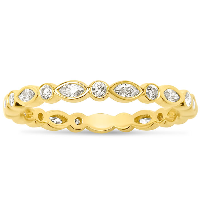 Estate Jewelry 1/2 Carat Moissanite Eternity Ring In 14 Karat Yellow Gold, Size 6.5