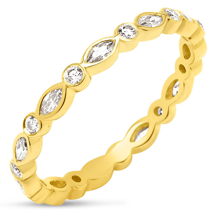 Estate Jewelry 1/2 Carat Moissanite Eternity Ring In 14 Karat Yellow Gold, Size 6.5