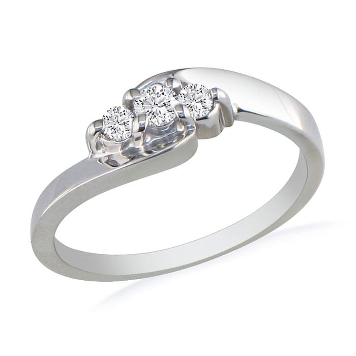 1/10ct Three Diamond Promise Ring in Sterling Silver
