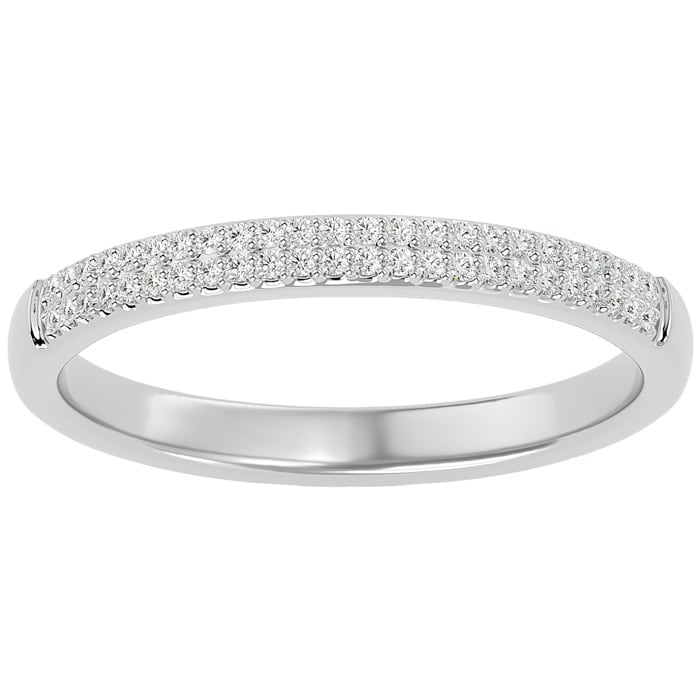 Moissanite Engagement Ring; 1/4 Carat Moissanite Pave Wedding Band In Sterling Silver. Extremely High Quality!