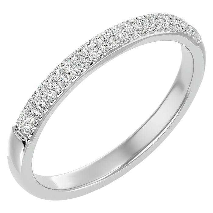 Moissanite Engagement Ring; 1/4 Carat Moissanite Pave Wedding Band In Sterling Silver. Extremely High Quality!