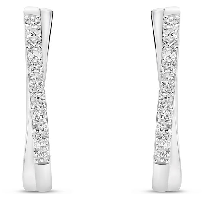 1/4 Carat Lab Grown Diamond Hoop Earrings In Sterling Silver, 1/2 Inch