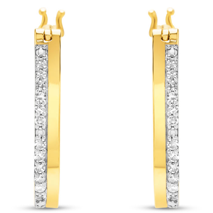 1/4 Carat Lab Grown Diamond Hoop Earrings In 14K Yellow Gold Over Sterling Silver, 3/4 Inch