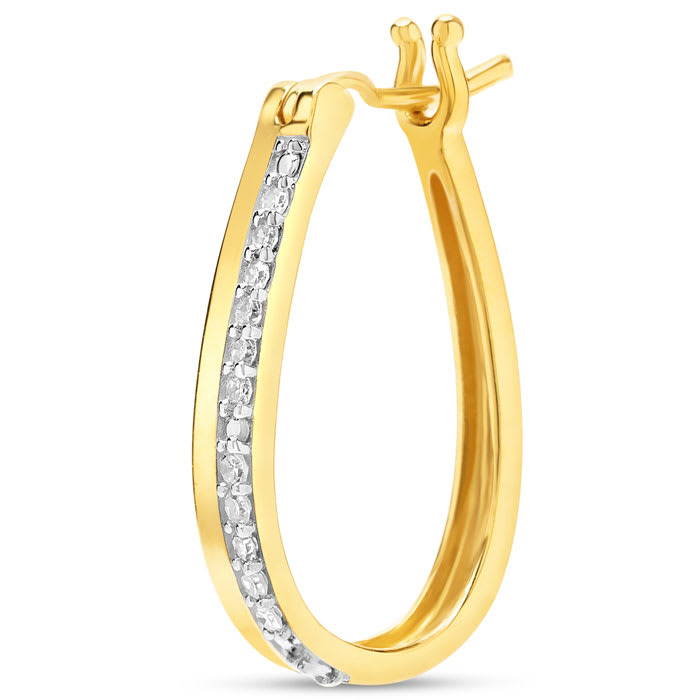 1/4 Carat Lab Grown Diamond Hoop Earrings In 14K Yellow Gold Over Sterling Silver, 3/4 Inch