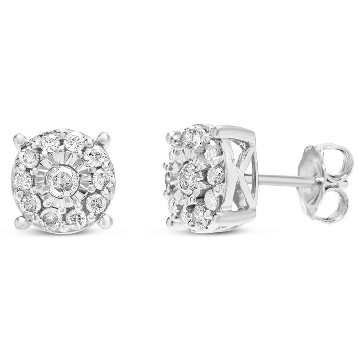 1 Carat Miracle Set Diamond Necklace and Earring Set In Sterling Silver, Round Style