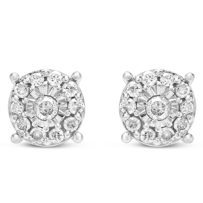 1 Carat Miracle Set Diamond Necklace and Earring Set In Sterling Silver, Round Style