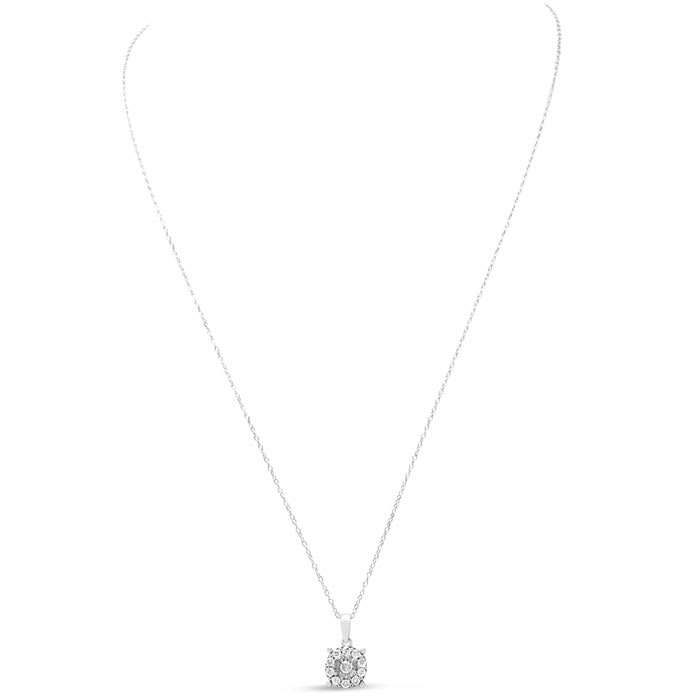 1 Carat Miracle Set Diamond Necklace and Earring Set In Sterling Silver, Round Style