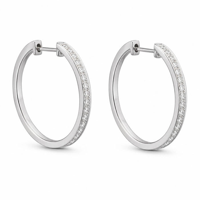 Estate Jewelry 1/4 Carat Natural Diamond Earrings In Sterling Silver, 1 Inch