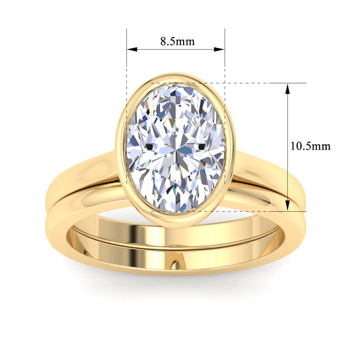 3 Carat Oval Shape Lab Grown Diamond Ring With Matching Band In 14K Yellow Gold, Solitaire