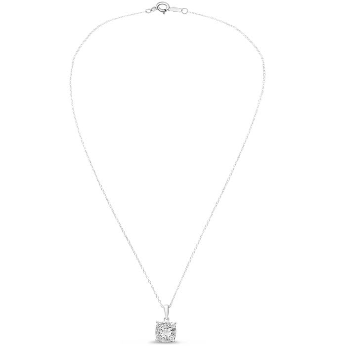 1/3 Carat Natural Diamond Cushion Shape Cluster Necklace In Sterling Silver