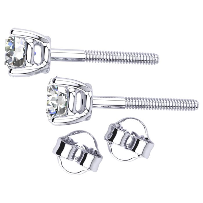 1 Carat Lab Grown Diamond Earrings In Platinum, Basket Setting
