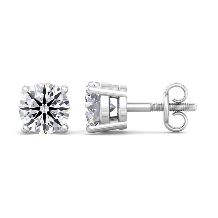 1 1/2 Carat Lab Grown Diamond Earrings In Platinum, Basket Setting