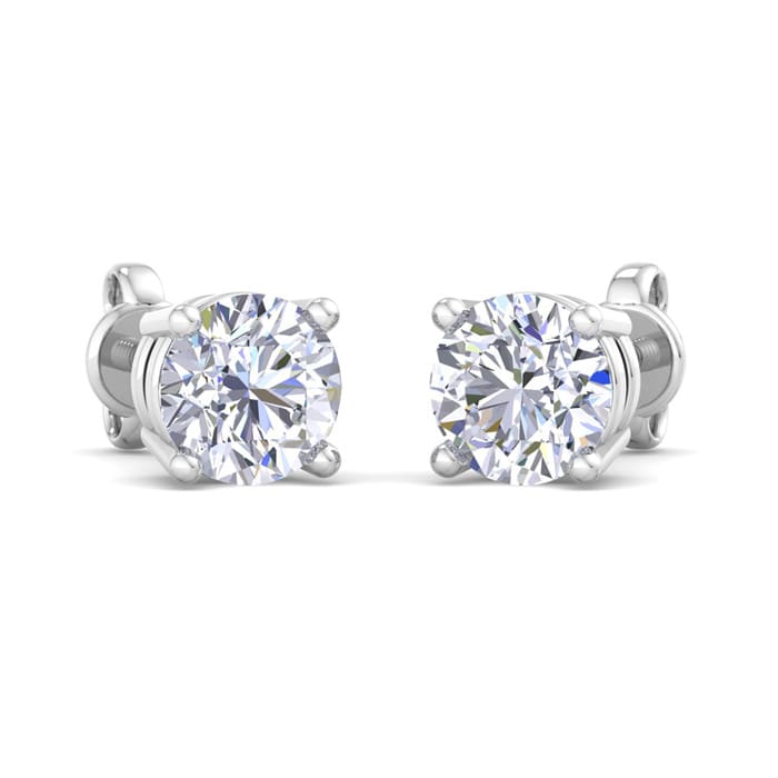 1 1/2 Carat Lab Grown Diamond Earrings In Platinum, Basket Setting