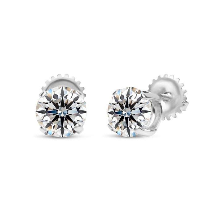 2 Carat Lab Grown Diamond Earrings In Platinum, Basket Setting