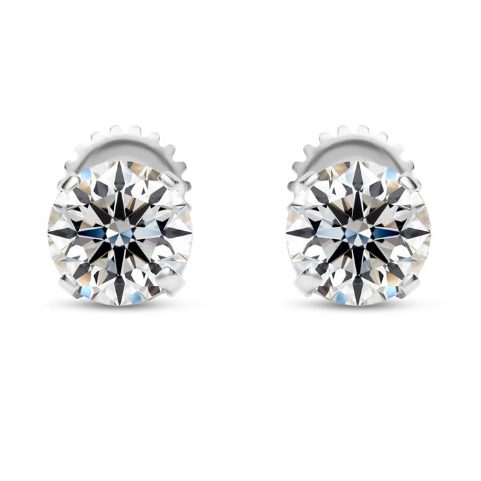 2 Carat Lab Grown Diamond Earrings In Platinum, Basket Setting