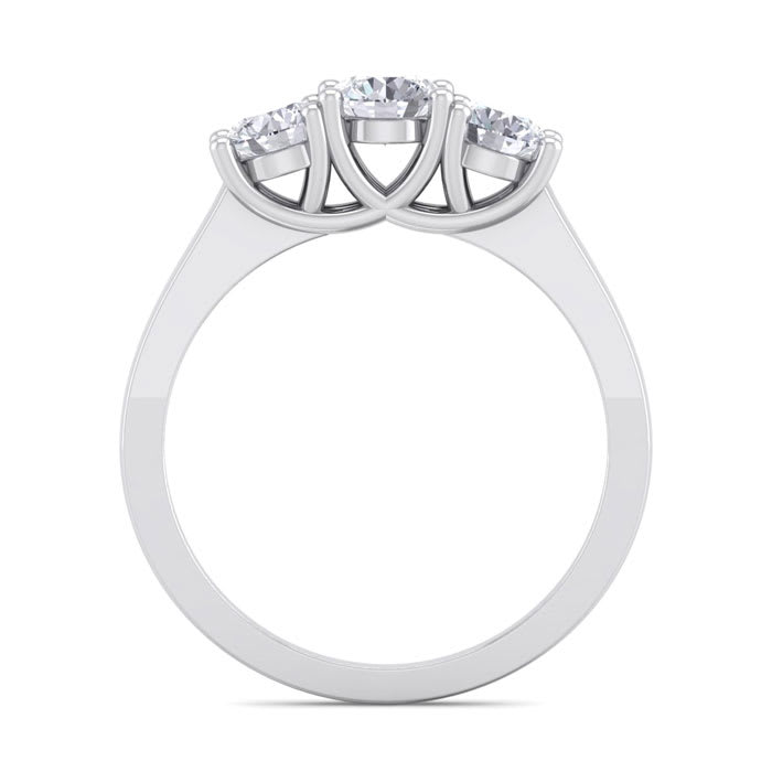 1 Carat Lab Grown Three Diamond Ring In Sterling Silver