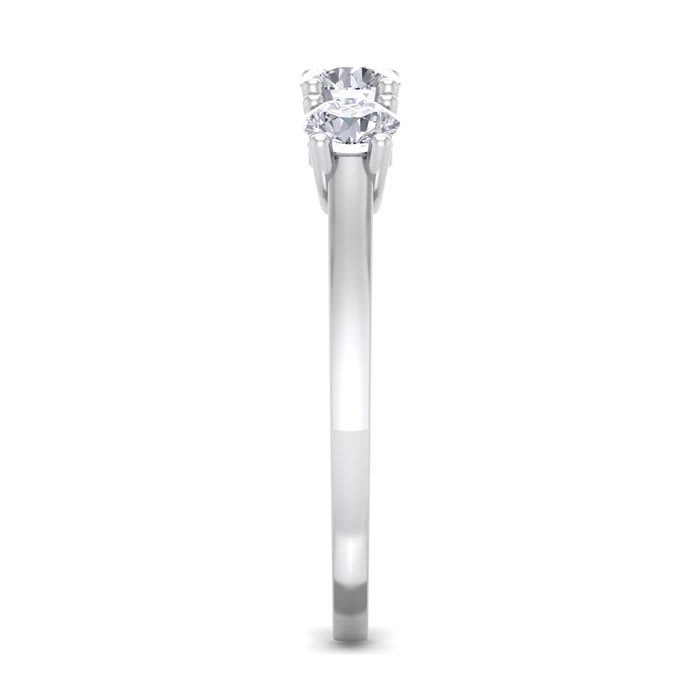 1 Carat Lab Grown Three Diamond Ring In Sterling Silver