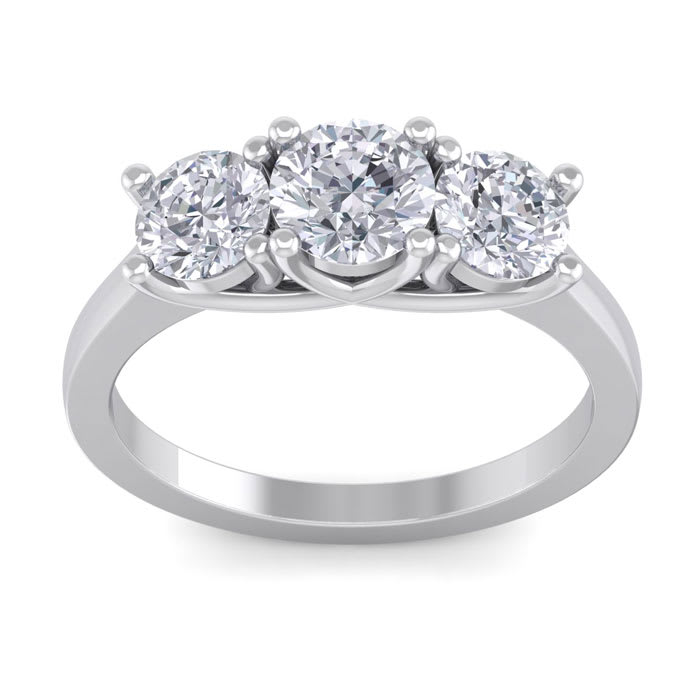2 Carat Lab Grown Three Diamond Ring In Sterling Silver