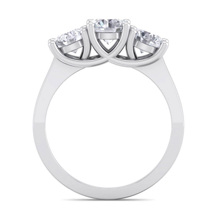 2 Carat Lab Grown Three Diamond Ring In Sterling Silver