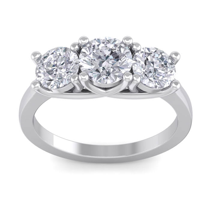 3 Carat Lab Grown Three Diamond Ring In Sterling Silver