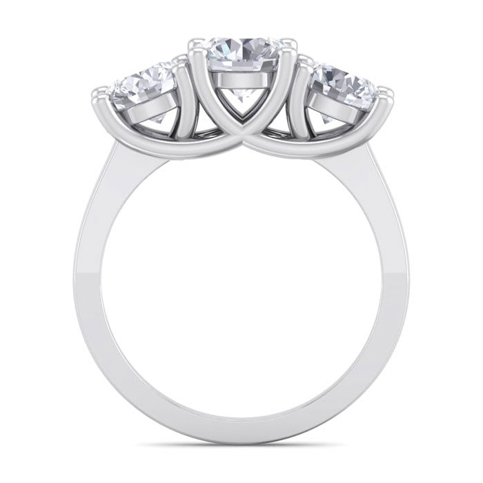 3 Carat Lab Grown Three Diamond Ring In Sterling Silver