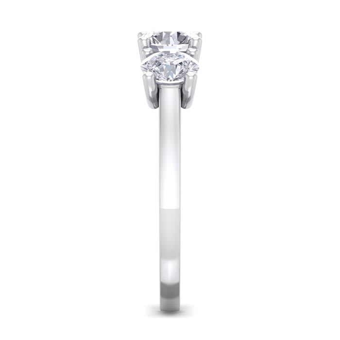 3 Carat Lab Grown Three Diamond Ring In Sterling Silver