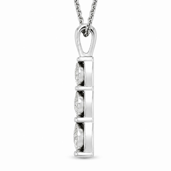 0.15 Carat Lab Grown Diamond Three Stone Necklace In Sterling Silver