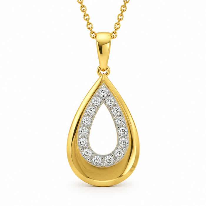 1/4 Carat Lab Grown Diamond Pear Drop Necklace In 14K Yellow Gold Over Sterling Silver