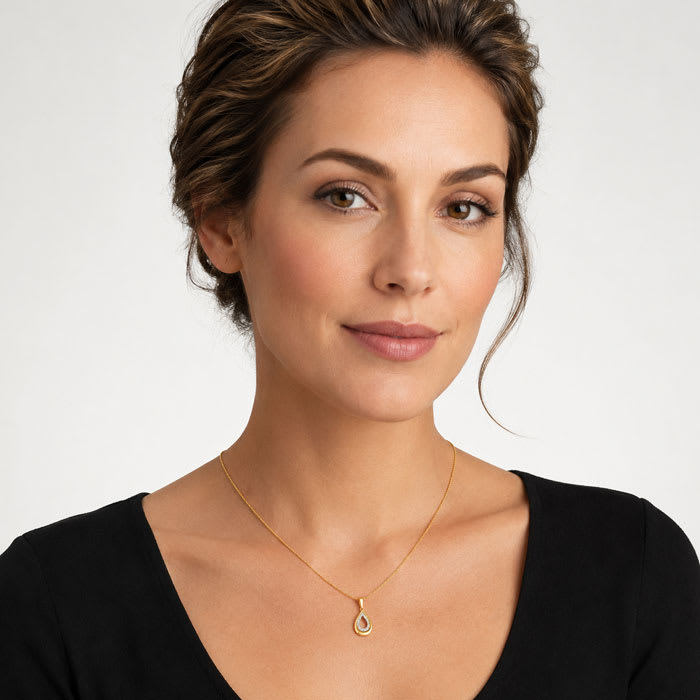 1/4 Carat Lab Grown Diamond Pear Drop Necklace In 14K Yellow Gold Over Sterling Silver