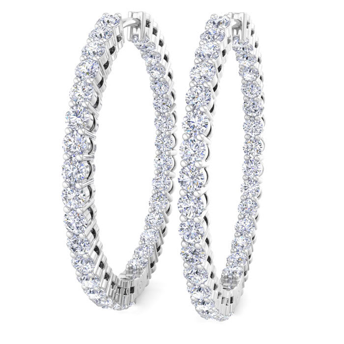 2 Carat Endless Natural Diamond Hoop Earrings In Sterling Silver