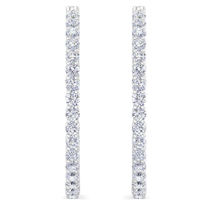 2 Carat Endless Natural Diamond Hoop Earrings In Sterling Silver
