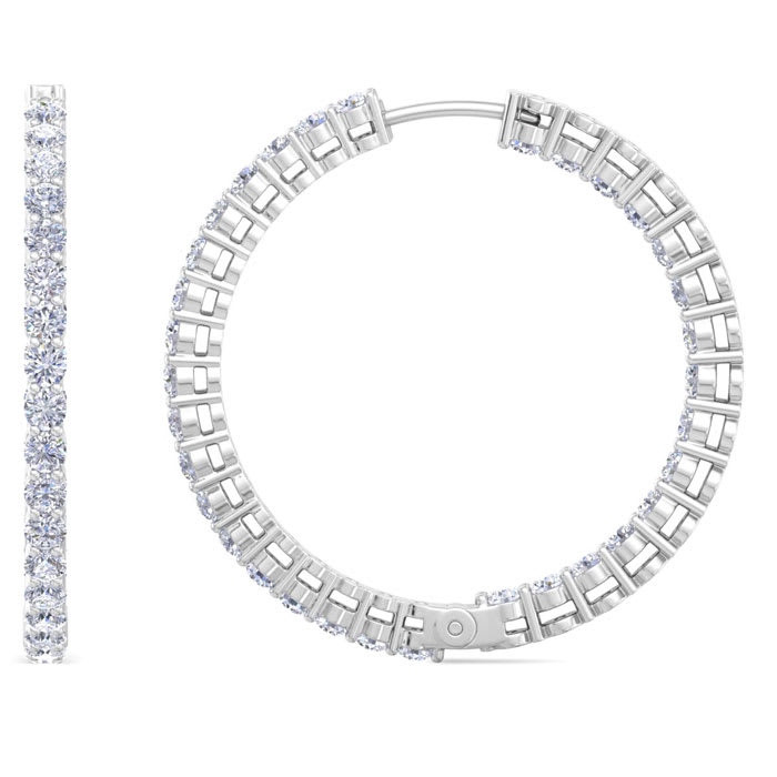 2 Carat Endless Natural Diamond Hoop Earrings In Sterling Silver
