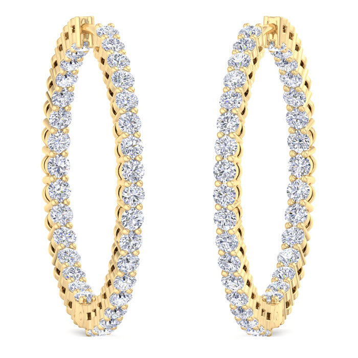 2 Carat Endless Lab Grown Diamond Hoop Earrings In 14K Yellow Gold