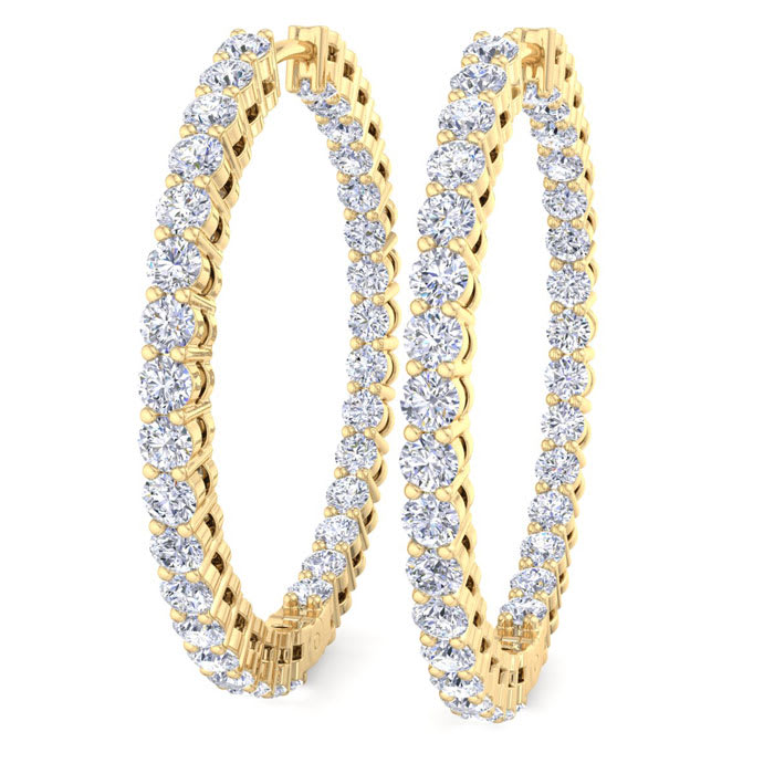 2 Carat Endless Lab Grown Diamond Hoop Earrings In 14K Yellow Gold