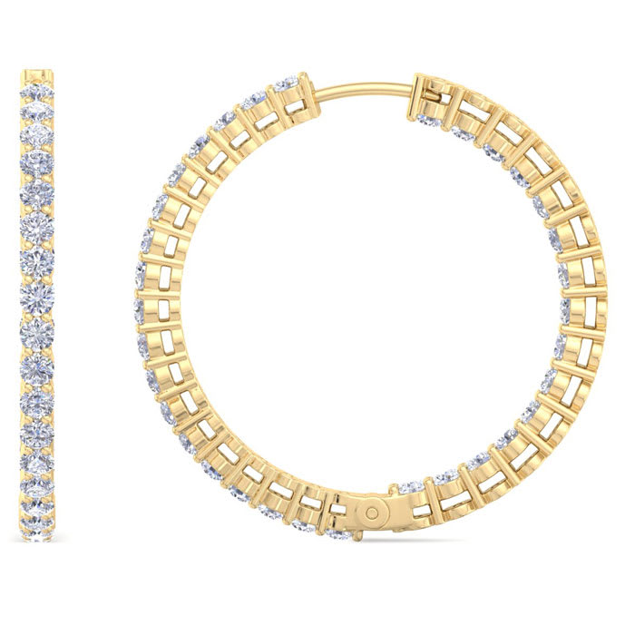 2 Carat Endless Lab Grown Diamond Hoop Earrings In 14K Yellow Gold