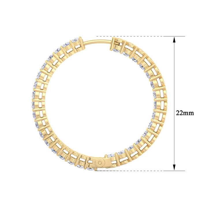 2 Carat Endless Lab Grown Diamond Hoop Earrings In 14K Yellow Gold
