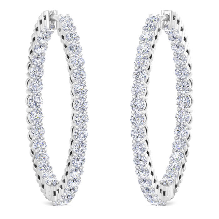 2 Carat Endless Lab Grown Diamond Hoop Earrings In Sterling Silver