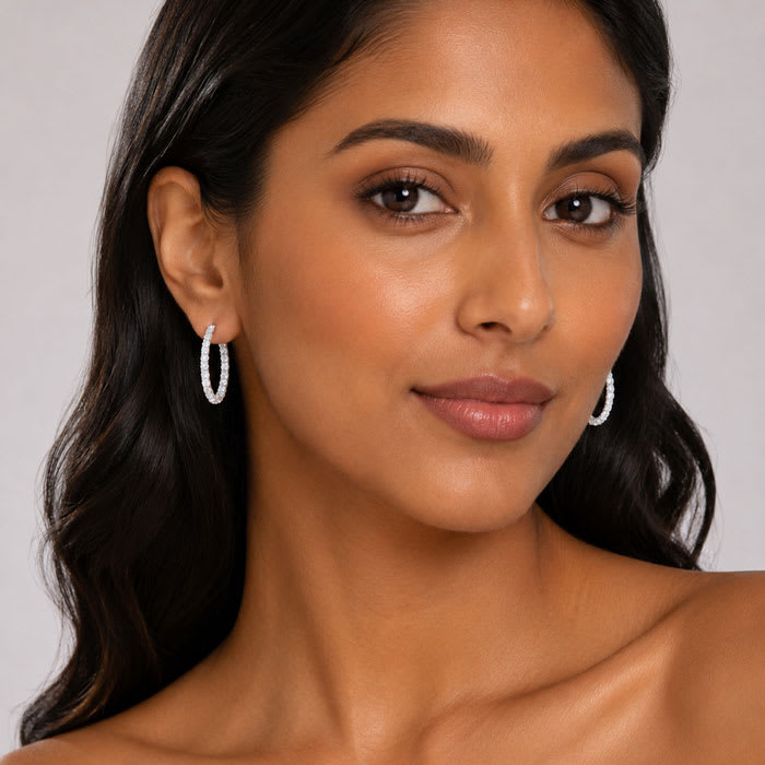 2 Carat Endless Lab Grown Diamond Hoop Earrings In Sterling Silver