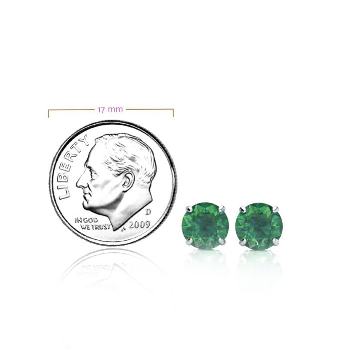 1/2 Carat Green Diamond Stud Earrings, 14 Karat White Gold
