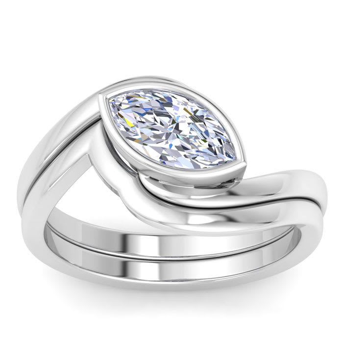 1 Carat Marquise Shape Lab Grown Diamond Ring In Sterling Silver, Solitaire